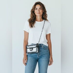 Sheer Gear Clear Crossbody Stadium/Arena Bag with black trim made for Casamigos